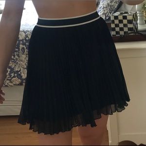 Black Pleated Skirt with White Band